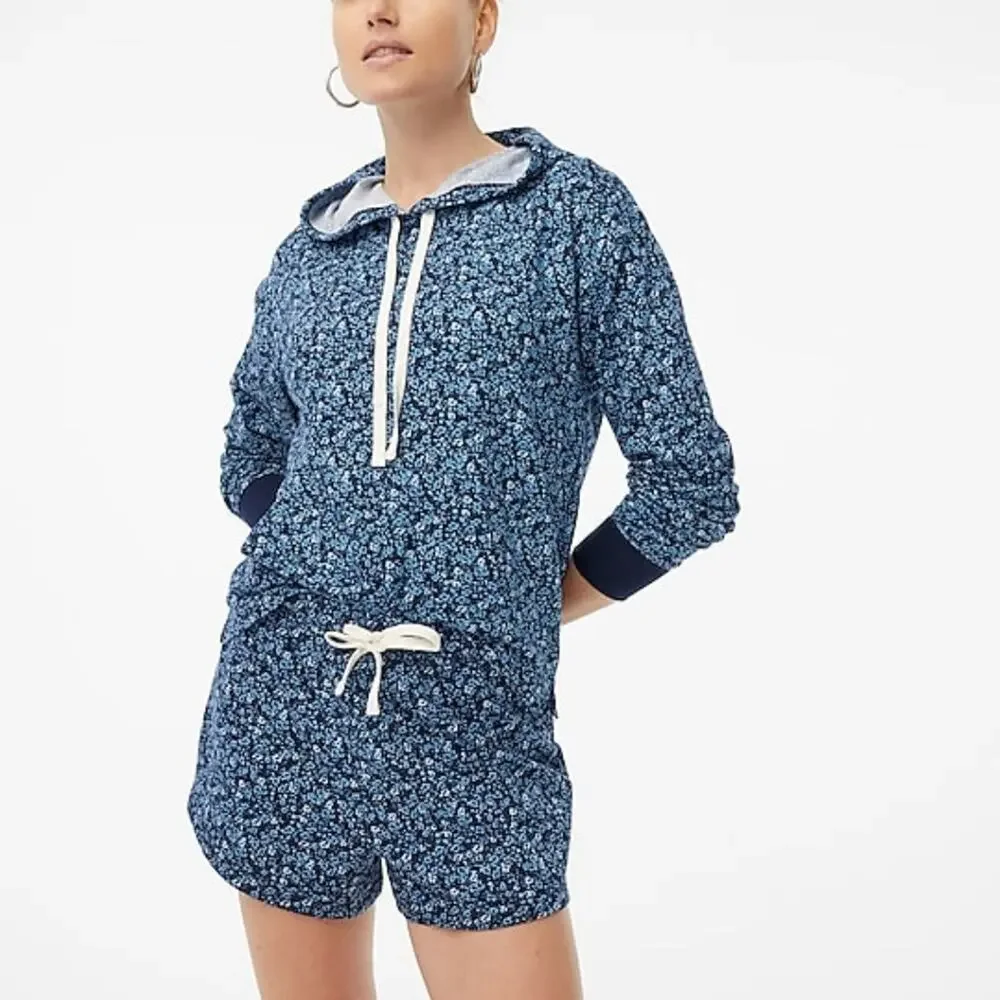 J. Crew Factory - Blue floral cotton comfort terry short - Size Small